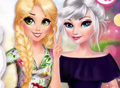 Elsa e Rapunzel Estampa Floral
